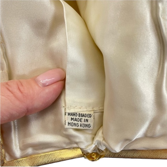 Vintage Hand Beaded Bag Ivory/Gold - Picture 8 of 14